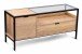 Lowboard >Mandurah 3< mit Tür + Schublade, in Eiche Dekor / schwarz - 120x55x40 (BxHxT)