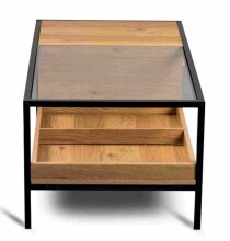 Couchtisch >Mandurah 2< Schublade, Ablage, Eiche Dekor, Metall + MDF - 110x42x55cm (BxHxT)
