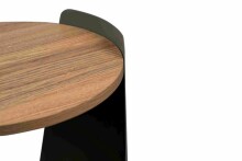 Beistelltisch >Sandro 2< mit Ablage, in Eiche Dekor, Metall grün + MDF - 48x40cm (HxD)