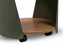 Beistelltisch >Sandro 2< mit Ablage, in Eiche Dekor, Metall grün + MDF - 48x40cm (HxD)