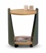 Beistelltisch >Sandro 2< mit Ablage, in Eiche Dekor, Metall grün + MDF - 48x40cm (HxD)