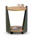 Beistelltisch >Sandro 2< mit Ablage, in Eiche Dekor, Metall grün + MDF - 48x40cm (HxD)