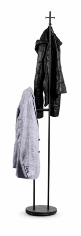 Kleiderständer >Leni< 4 Haken, in schwarz, Metall  - 45x175x29cm (BxHxT)