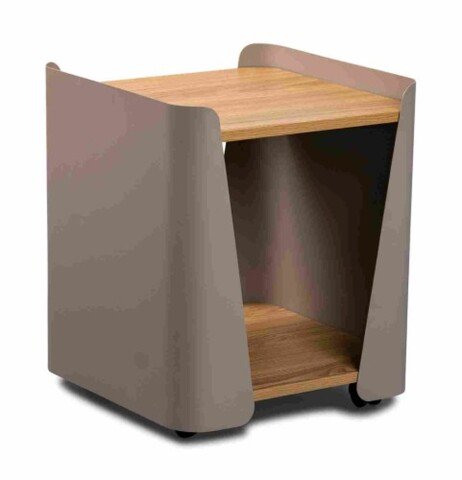 Beistelltisch >Sandro 3< Rollen, Ablage, Eiche Dekor, Metall braun + MDF - 40x48x40cm (BxHxT)