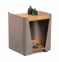 Beistelltisch >Sandro 3< Rollen, Ablage, Eiche Dekor, Metall braun + MDF - 40x48x40cm (BxHxT)