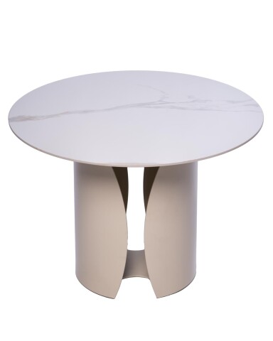 Beistelltisch >Kira 1< in gesinteter Stein cremeweiß - 42x60 (HxD)