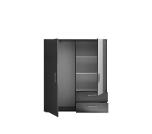 Stauraumschrank >Adeline< 2 Böden, 2 Schübe, Stange, Farbe Graphit - 120x140x38cm (BxHxT)