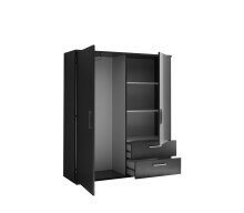 Stauraumschrank >Adeline< 2 Böden, 2 Schübe, Stange, Farbe Graphit - 120x140x38cm (BxHxT)