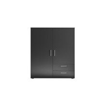 Stauraumschrank >Adeline< 2 Böden, 2 Schübe, Stange, Farbe Graphit - 120x140x38cm (BxHxT)