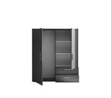Stauraumschrank >Adeline< 2 Böden, 2 Schübe, Stange, Farbe Graphit - 120x140x38cm (BxHxT)