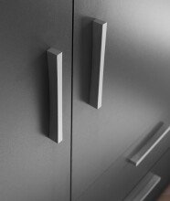 Stauraumschrank >Adeline< 2 Böden, 2 Schübe, Stange, Farbe Graphit - 120x140x38cm (BxHxT)