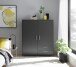 Stauraumschrank >Adeline< 2 Böden, 2 Schübe, Stange, Farbe Graphit - 120x140x38cm (BxHxT)