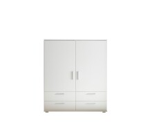 Stauraumschrank >Adeline< 2 Schübe, 2 Böden, Kleiderstange, Weiß - 120x140x38cm (BxHxT)