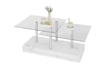 Couchtisch >Arian< in Glas, weiß marmoriert -...