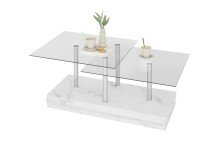 Couchtisch >Arian< in Glas, weiß marmoriert -...