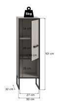 Hochkommode >Bagno< 1 Tür, 3 Fächer, in kaschmir Dekor - 30x101x32cm (BxHxT)