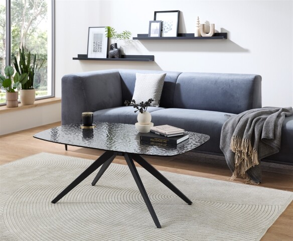 Couchtisch >Elias< in schwarz, Glas, Metall