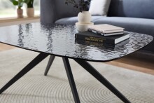 Couchtisch >Elias< in schwarz, Glas, Metall - 110x44x70cm (BxHxT)