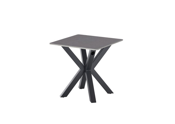 Couchtisch >Janin< in grau, schwarz, Keramik, Metall - 55x55x55cm (BxHxT)