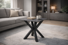 Couchtisch >Janin< in grau, schwarz, Keramik, Metall - 55x55x55cm (BxHxT)