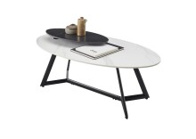 Couchtisch >Jenny< drehbare Aufsatzplatte, weiß / schwarz, Keramik - 110x41x60cm (BxHxT)