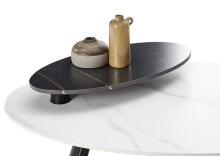 Couchtisch >Jenny< drehbare Aufsatzplatte, weiß / schwarz, Keramik - 110x41x60cm (BxHxT)