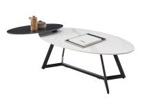 Couchtisch >Jenny< drehbare Aufsatzplatte, weiß / schwarz, Keramik - 110x41x60cm (BxHxT)