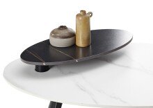 Couchtisch >Jenny< drehbare Aufsatzplatte, weiß / schwarz, Keramik - 110x41x60cm (BxHxT)