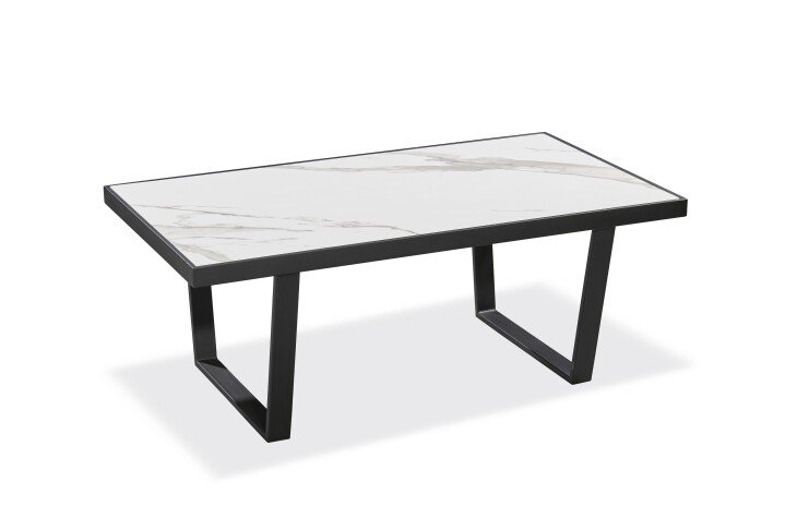 Couchtisch >Jordan< in weiß, schwarz, MDF, Metall - 110x43x60cm (BxHxT)