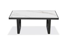 Couchtisch >Jordan< in weiß, schwarz, MDF, Metall - 110x43x60cm (BxHxT)