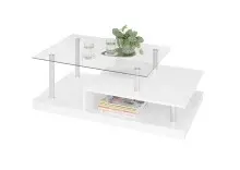 Couchtisch >Memphis< in Glas, weiß, silber -...