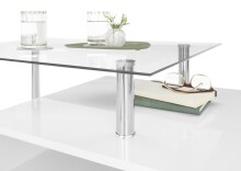 Couchtisch >Memphis< in Glas, weiß, silber - 110x36x60 (BxHxT)