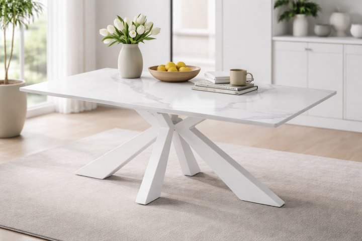 Couchtisch >Noah< in weiß, Keramik, Metall - 110x40x70cm (BxHxT)