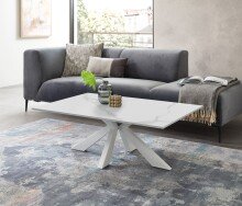 Couchtisch >Noah< in weiß, Keramik, Metall - 110x40x70cm (BxHxT)