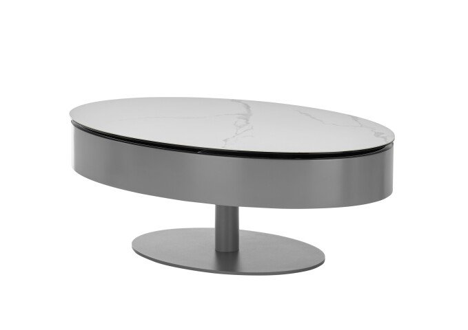 Couchtisch >Sinisa< in weiß, anthrazit, Keramik, Metall - 110x42x70cm (BxHxT)
