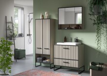 Hochschrank >Bagno< 9 Fächer, 2 Türen, in kaschmir Dekor - 59x159x32cm (BxHxT)