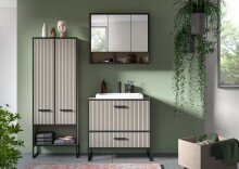 Badezimmer-Set >Bagno< (3-teilig) inkl. Waschbecken, in kaschmir Dekor - 154x192x48cm (BxHxT)