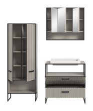 Badezimmer-Set >Bagno< (3-teilig) inkl. Waschbecken, in kaschmir Dekor - 154x192x48cm (BxHxT)