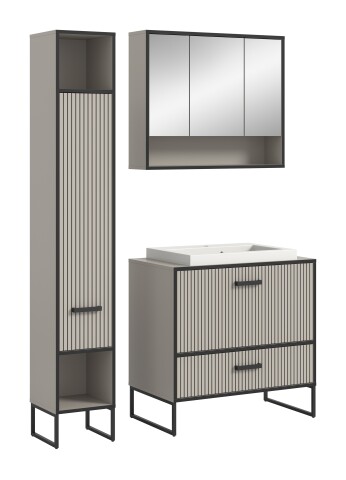 Badezimmer-Set >Bagno< (3-teilig) inkl. Waschbecken, in kaschmir Dekor - 125x192x48cm (BxHxT)