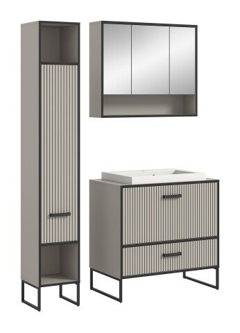 Badezimmer-Set >Bagno< (3-teilig) inkl. Waschbecken, in kaschmir Dekor - 125x192x48cm (BxHxT)