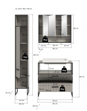Badezimmer-Set >Bagno< (3-teilig) inkl. Waschbecken, in kaschmir Dekor - 125x192x48cm (BxHxT)