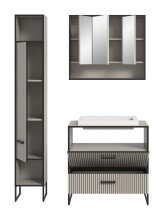Badezimmer-Set >Bagno< (3-teilig) inkl. Waschbecken, in kaschmir Dekor - 125x192x48cm (BxHxT)
