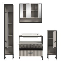 Badezimmer-Set >Bagno< inkl. Waschbecken, in kaschmir Dekor - 170x192x48cm (BxHxT)