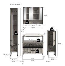 Badezimmer-Set >Bagno< inkl. Waschbecken, in kaschmir Dekor - 170x192x48cm (BxHxT)