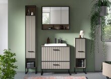 Badezimmer-Set >Bagno< inkl. Waschbecken, in kaschmir Dekor - 170x192x48cm (BxHxT)