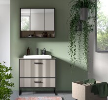 Badezimmer-Set >Bagno< (2-teilig) inkl. Waschbecken, kaschmir Dekor - 80x192x48cm (BxHxT)