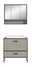 Badezimmer-Set >Bagno< (2-teilig) inkl. Waschbecken, kaschmir Dekor - 80x192x48cm (BxHxT)