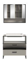 Badezimmer-Set >Bagno< (2-teilig) inkl. Waschbecken, kaschmir Dekor - 80x192x48cm (BxHxT)
