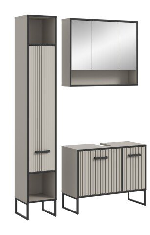 Badezimmer-Set >Bagno< (3-teilig) in kaschmir Dekor - 125x192x36cm (BxHxT)