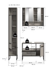 Badezimmer-Set >Bagno< (3-teilig) in kaschmir Dekor - 125x192x36cm (BxHxT)